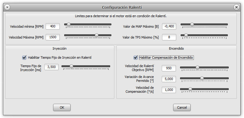 Configuración del Ralenti
