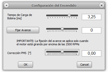 Ventana de Configuración del Encendido